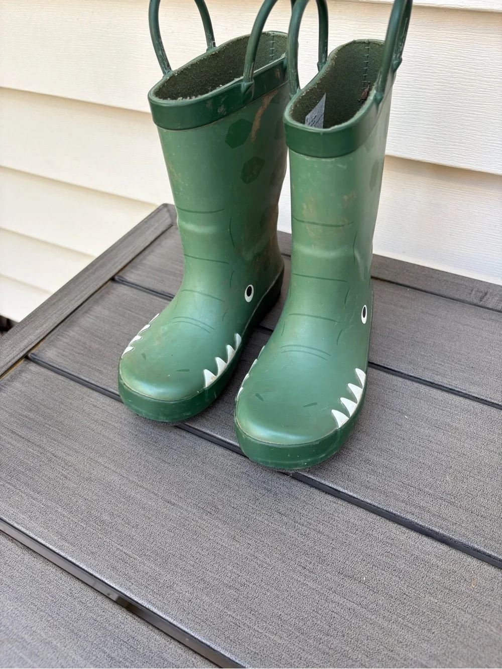 Cat & Jack Green Kids Dinosaur Rain Boots with Handles